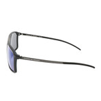 Men's P8653 Sunglasses // Black + Dark Blue Mirror