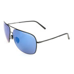 Men's P8607 Sunglasses // Black + Blue + Silver Mirror