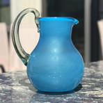 Handblown Glass Pitcher // Aqua