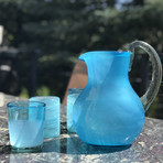 Handblown Glass Pitcher // Aqua