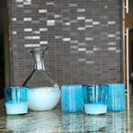 Handblown Glass Carafe // White Base