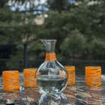 Handblown Glass Carafe // Orange Swirl