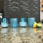 Handblown Glasses // Set of 4 // Aqua Combo