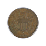 1864 Two Cent Piece, Small Motto, PCGS Certified VF25