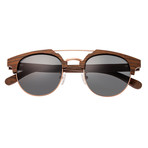 Unisex Kai Sunglasses // Walnut Zebra Wood + Black Lens