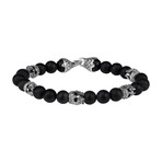 Onyx Bead Knight Bracelet // Silver + Black (Small // 7.5")