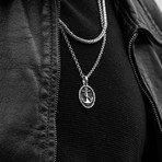 Oval Anchor Necklace // Silver + Black
