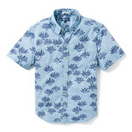 Falling Fan Flowers Tailored Shirt // Niagara Blue (XS)