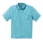 Tapa Waves Button Front // Turquoise (S)