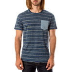 T-Shirt // Blue + White Stripe (S)