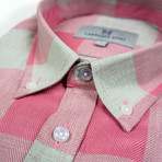 Charlotte Featherweight Shirt // Pink + Gray (Small Slim Fit)