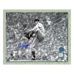 Bob Feller // Cleveland Indians Autographed // Black & White Pitching Photo