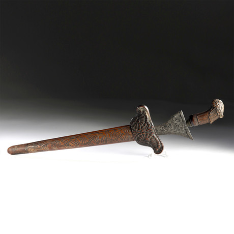 Early 20th C. Indonesian Iron, Brass & Wood Kris