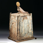 Egyptian Painted Gesso/Cedar Canopic Box w/ Ba Bird