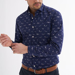Tommaso Button-Up Shirt // Navy + White (L)