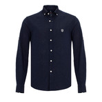 Ric Linen Button-Up Shirt // Navy (L)