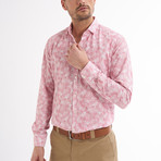 Lauro Button-Up Shirt // White + Light Red (XL)