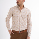 Lucca Button-Up Shirt // Beige + White (S)