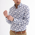 Fico Button-Up Shirt // White + Navy (M)