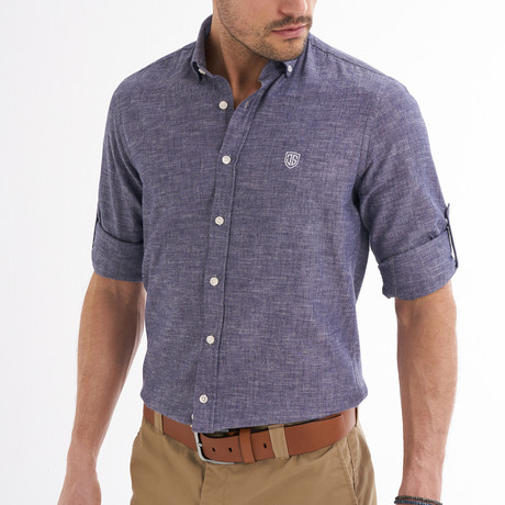 Ric Linen Button-Up Shirt // Light Navy (S)