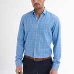Paulo Linen Button-Up Shirt // Light Blue + White (L)