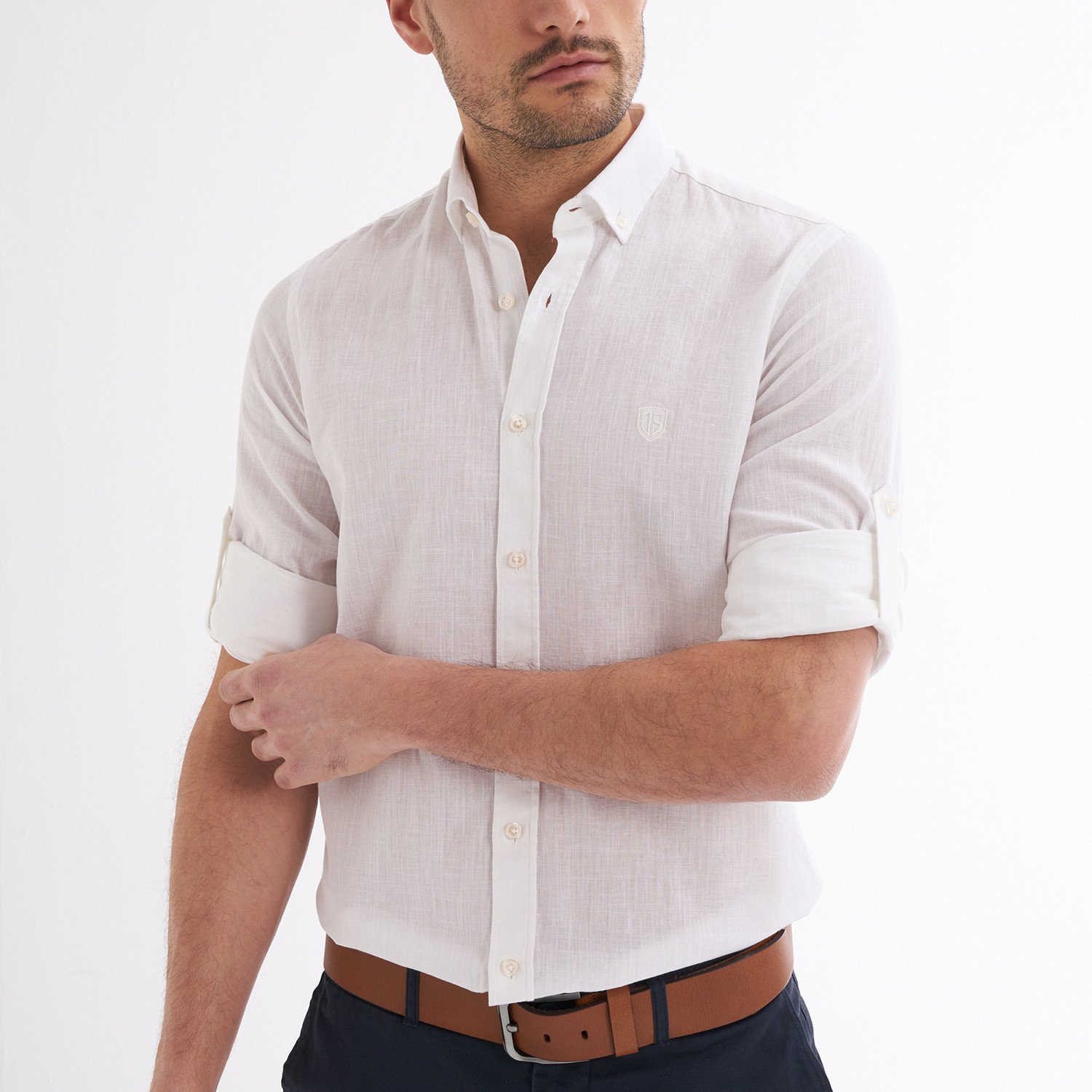 Ric Linen Button-Up Shirt // White (L) - Jimmy Sanders - Touch of Modern