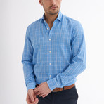 Paulo Linen Button-Up Shirt // Light Blue + White (L)