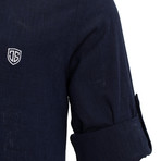 Ric Linen Button-Up Shirt // Navy (XL)