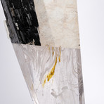 Deco // White Feldspar and Black Tourmaline + Glass Fusion faceted Sculpture
