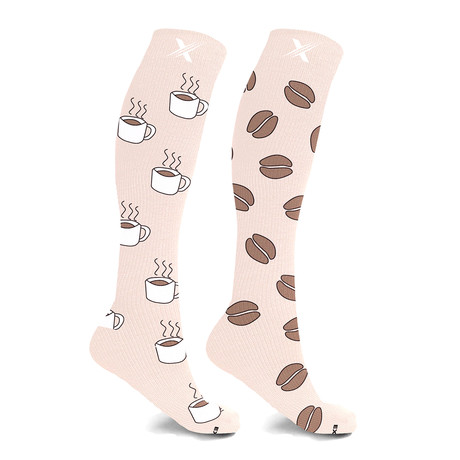 Mismatched Coffee Knee-High Compression Socks // 1-Pair (Small / Medium)