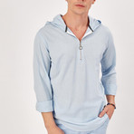 Hooded Half Zipper Jacket // Light Blue (S)