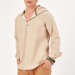 Hooded Half Zipper Jacket // Stone (2XL)