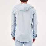 Hooded Half Zipper Jacket // Light Blue (S)