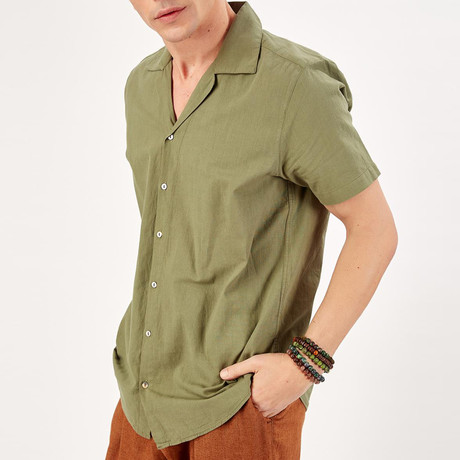 Collar Shortcut Shirt // Olive Green (S)