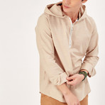 Hooded Half Zipper Jacket // Stone (2XL)