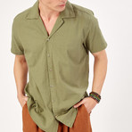 Collar Shortcut Shirt // Olive Green (XL)