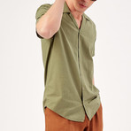 Collar Shortcut Shirt // Olive Green (XL)