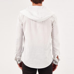 Hooded Half Zipper Jacket // White (M)