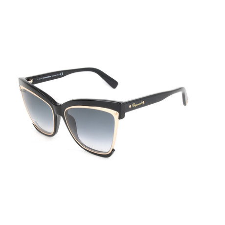 Women's DQ0241 Sunglasses // Shiny Black + Gradient Smoke