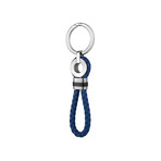 Leather + Stainless Steel Keychain // Black + Navy Blue