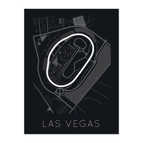 Sin City // Las Vegas Motor Speedway Race Track Poster (12"L x 16"W x 0.5"H)