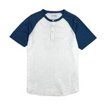 Color Block Short Sleeve Henley // Denim Blue (XL)