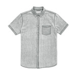 Denim Shirt Short Sleeve Button Down Shirt // Light Gray (L)