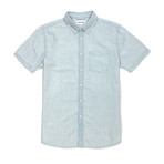 Denim Shirt Short Sleeve Button Down Shirt // Light Blue (M)