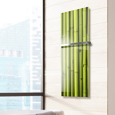 Signature Series Glass Heater + Towel Rack // Bamboo (48"L x 16"W + 16" Rack)