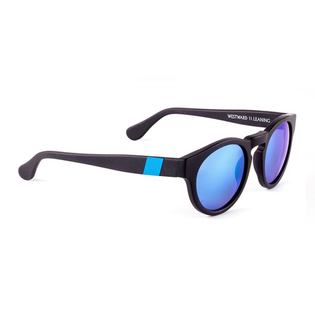 Unisex Voyager 41 Polarized Sunglasses // Black + Blue Mirror