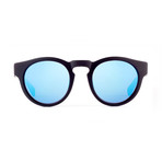 Unisex Voyager 41 Polarized Sunglasses // Black + Blue Mirror