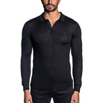 Peter Knit Long Sleeve Polo // Black (S)