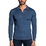Peter Knit Long Sleeve Polo // Blue (S)