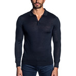 Peter Knit Long Sleeve Polo // Navy (M)